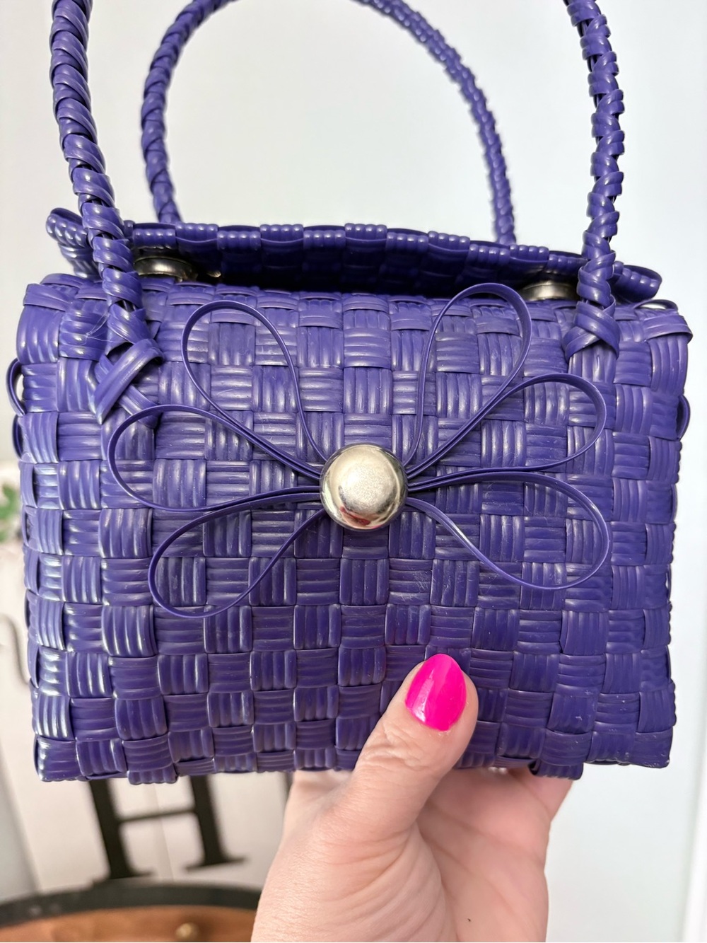 Purple Woven Flower-Appliqué Mini Bag - Women Bags